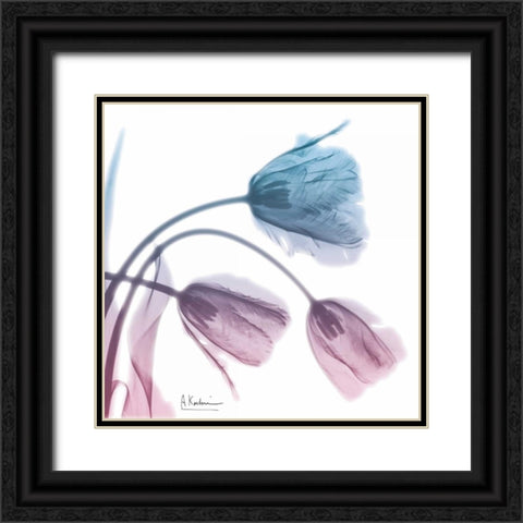 Tulips Rose Serenity Black Ornate Wood Framed Art Print with Double Matting by Koetsier, Albert