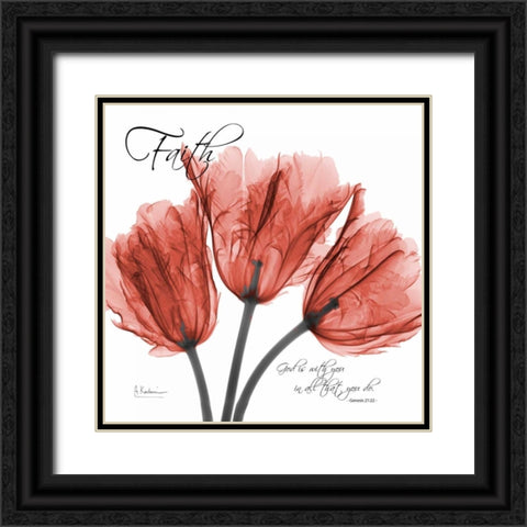 Royal Red Tulip -Faith Black Ornate Wood Framed Art Print with Double Matting by Koetsier, Albert