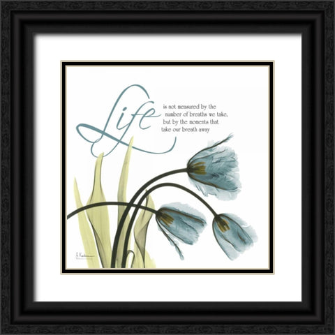 Swaying Tulips  Blue - Life Black Ornate Wood Framed Art Print with Double Matting by Koetsier, Albert