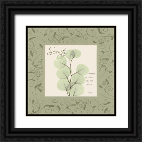 Serenity on Green Damask Black Ornate Wood Framed Art Print with Double Matting by Koetsier, Albert