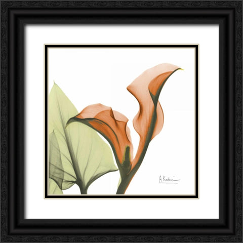 A Gift of Calla Lilies in Orange Black Ornate Wood Framed Art Print with Double Matting by Koetsier, Albert