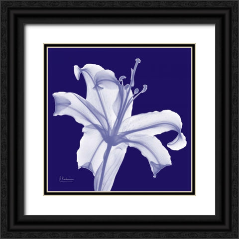 Lily White on Purple Black Ornate Wood Framed Art Print with Double Matting by Koetsier, Albert