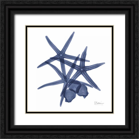 Sea Life in Blue Black Ornate Wood Framed Art Print with Double Matting by Koetsier, Albert