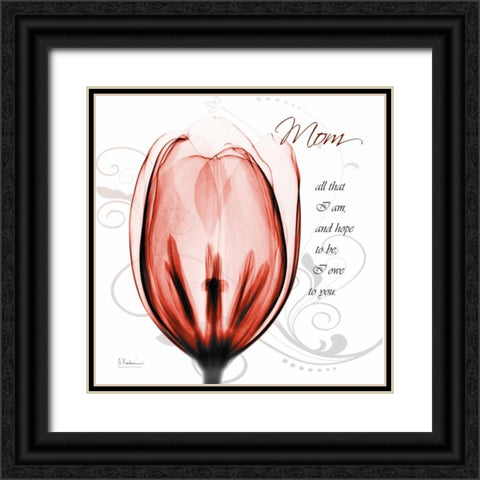 Happy Tulip in Red - Mom Black Ornate Wood Framed Art Print with Double Matting by Koetsier, Albert