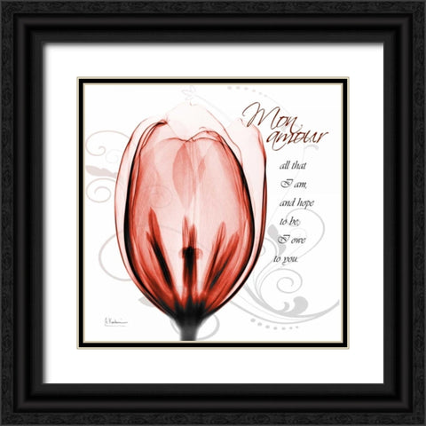 Happy Tulip in Red - Mon Amour Black Ornate Wood Framed Art Print with Double Matting by Koetsier, Albert