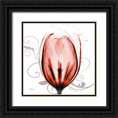 Happy Tulip in Red Black Ornate Wood Framed Art Print with Double Matting by Koetsier, Albert