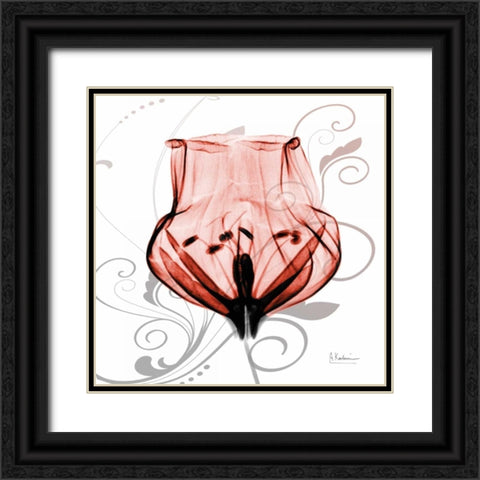 Dancing Tulip in Red Black Ornate Wood Framed Art Print with Double Matting by Koetsier, Albert