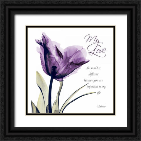 My Love - Purple Tulip Black Ornate Wood Framed Art Print with Double Matting by Koetsier, Albert