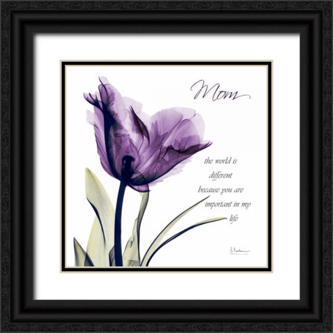 Mom - Purple Tulip Black Ornate Wood Framed Art Print with Double Matting by Koetsier, Albert