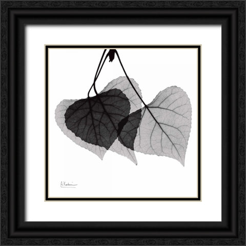 Three Leaves Three Black Ornate Wood Framed Art Print with Double Matting by Koetsier, Albert