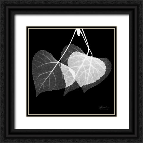 Three Leaves Three on Black Black Ornate Wood Framed Art Print with Double Matting by Koetsier, Albert