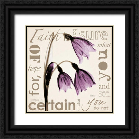 Faith - Violet Tulips Black Ornate Wood Framed Art Print with Double Matting by Koetsier, Albert