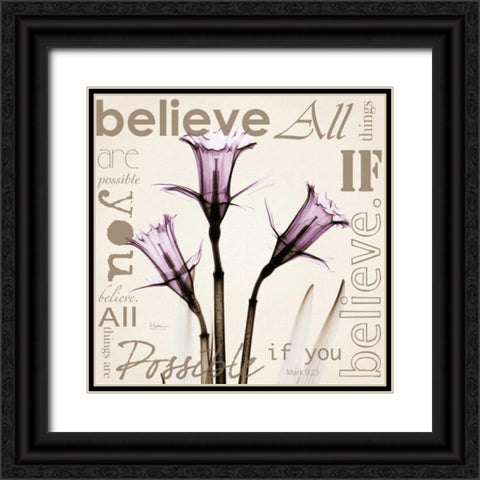 Believe - Violet Daffodils Black Ornate Wood Framed Art Print with Double Matting by Koetsier, Albert