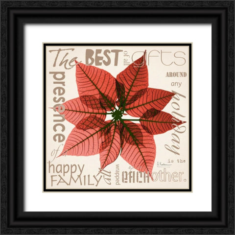 Poinsettia Black Ornate Wood Framed Art Print with Double Matting by Koetsier, Albert