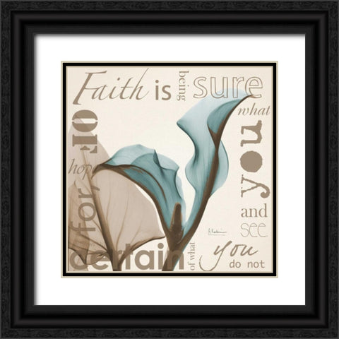 Faith - Blue Calla Lily Black Ornate Wood Framed Art Print with Double Matting by Koetsier, Albert