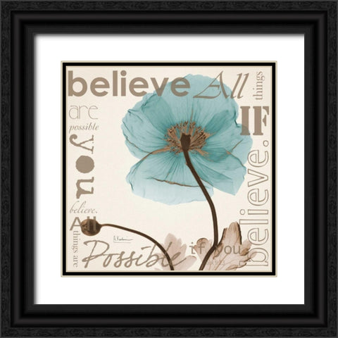 Believe - Blue Poppy Black Ornate Wood Framed Art Print with Double Matting by Koetsier, Albert