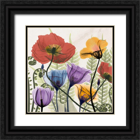 Flowers And Ferns Black Ornate Wood Framed Art Print with Double Matting by Koetsier, Albert