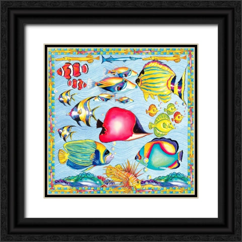 Fish Pattern Black Ornate Wood Framed Art Print with Double Matting by Ormsby, Anne