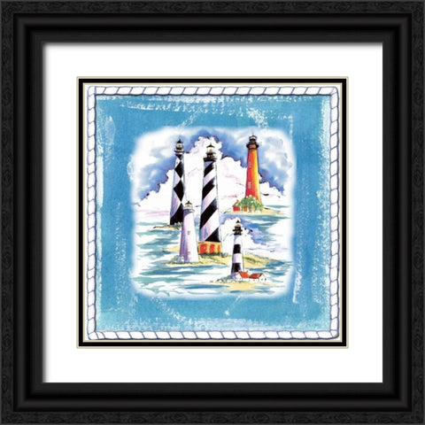 Beach-Front-Lighthouses Black Ornate Wood Framed Art Print with Double Matting by Ormsby, Anne