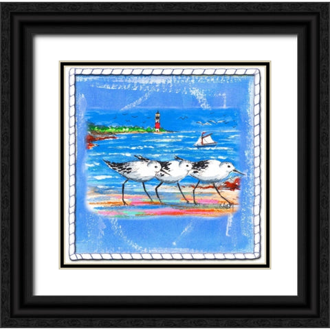 Beach-Front-Shore Birds Black Ornate Wood Framed Art Print with Double Matting by Ormsby, Anne