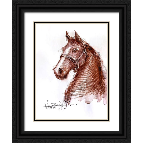 Horse 2 Black Ornate Wood Framed Art Print with Double Matting by Rudraksi, Ashwini