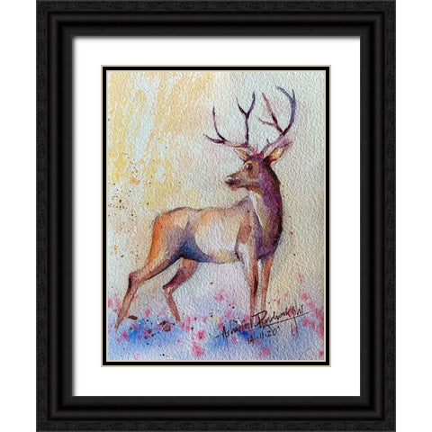 Reindeer Black Ornate Wood Framed Art Print with Double Matting by Rudraksi, Ashwini