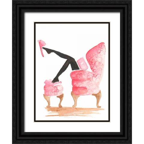 Library Reading Black Ornate Wood Framed Art Print with Double Matting by Zyburt, Alicia