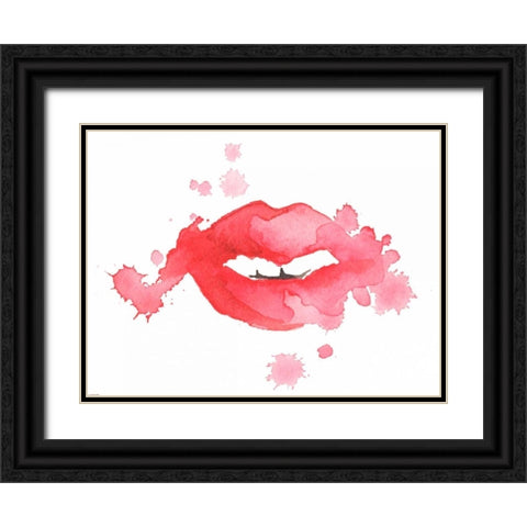 Lip Splash Black Ornate Wood Framed Art Print with Double Matting by Zyburt, Alicia