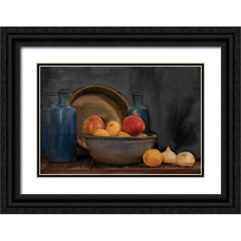 Fruit And Jars Black Ornate Wood Framed Art Print with Double Matting by Bailey, Ann