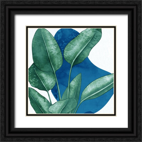 Palms On Blue 1 V2 Black Ornate Wood Framed Art Print with Double Matting by Bailey, Ann