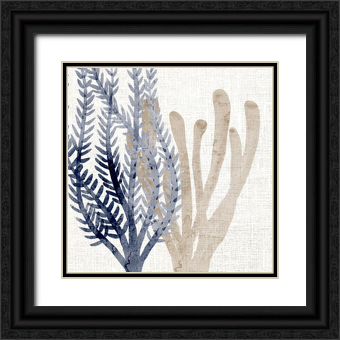 Coral Blue And Sand Black Ornate Wood Framed Art Print with Double Matting by Bailey, Ann