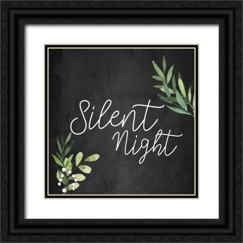 Silent Night Chalkboard Black Ornate Wood Framed Art Print with Double Matting by Bailey, Ann