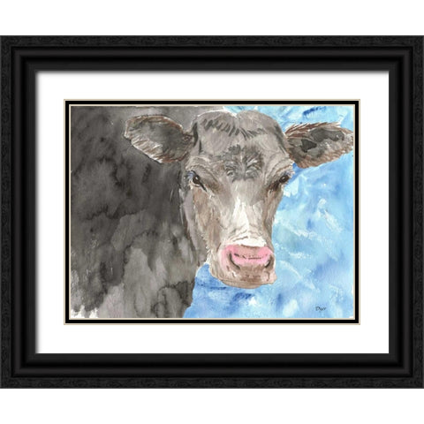 Bull Black Ornate Wood Framed Art Print with Double Matting by Dyer, Beverly
