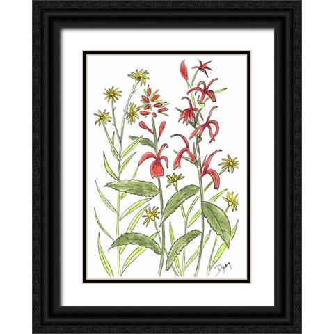 Cardinal Flower Black Ornate Wood Framed Art Print with Double Matting by Dyer, Beverly