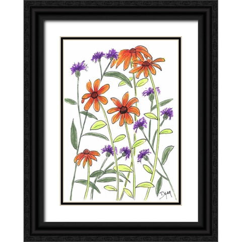 Orange Corn Flower Black Ornate Wood Framed Art Print with Double Matting by Dyer, Beverly