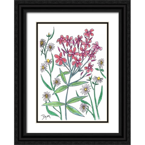 Summer Phlox Black Ornate Wood Framed Art Print with Double Matting by Dyer, Beverly