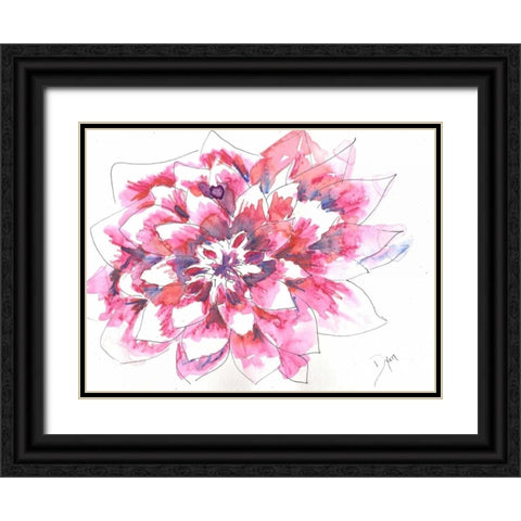 Dahlia Black Ornate Wood Framed Art Print with Double Matting by Dyer, Beverly