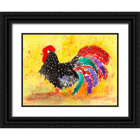 Farm House Rooster I Black Ornate Wood Framed Art Print with Double Matting by Dyer, Beverly