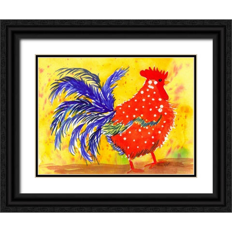 Farm House Rooster III Black Ornate Wood Framed Art Print with Double Matting by Dyer, Beverly