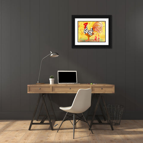 Farm House Rooster IV Black Ornate Wood Framed Art Print with Double Matting by Dyer, Beverly