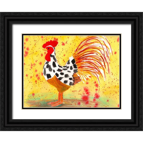 Farm House Rooster IV Black Ornate Wood Framed Art Print with Double Matting by Dyer, Beverly
