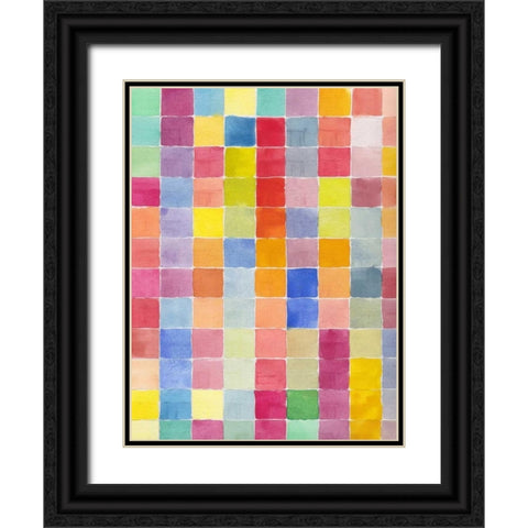 Rainbow Color Block 1 Black Ornate Wood Framed Art Print with Double Matting by Dyer, Beverly