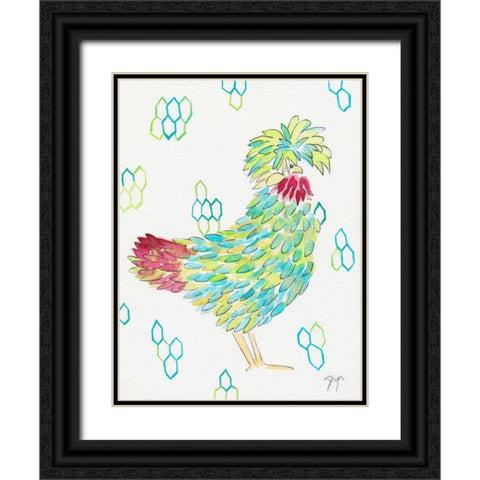 Funky Chicken 1 Black Ornate Wood Framed Art Print with Double Matting by Dyer, Beverly