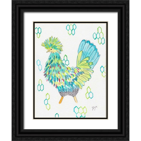 Funky Chicken 2 Black Ornate Wood Framed Art Print with Double Matting by Dyer, Beverly
