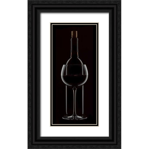 Red Wine On Black Black Ornate Wood Framed Art Print with Double Matting by Seidman, Barry