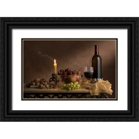 Old Master Still Life Black Ornate Wood Framed Art Print with Double Matting by Seidman, Barry