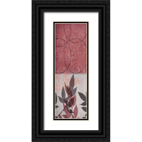 Red Leaf Black Ornate Wood Framed Art Print with Double Matting by Dyer, Beverly