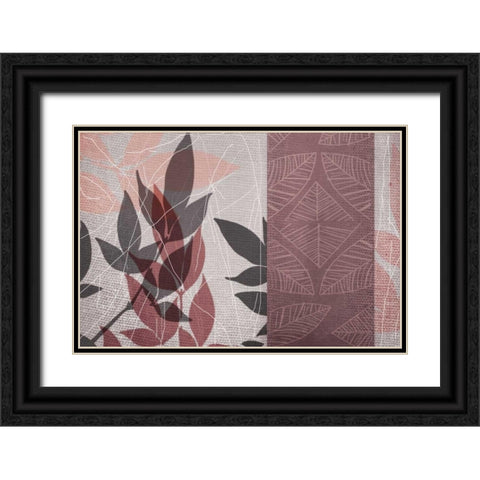 Red Leaf Black Ornate Wood Framed Art Print with Double Matting by Dyer, Beverly