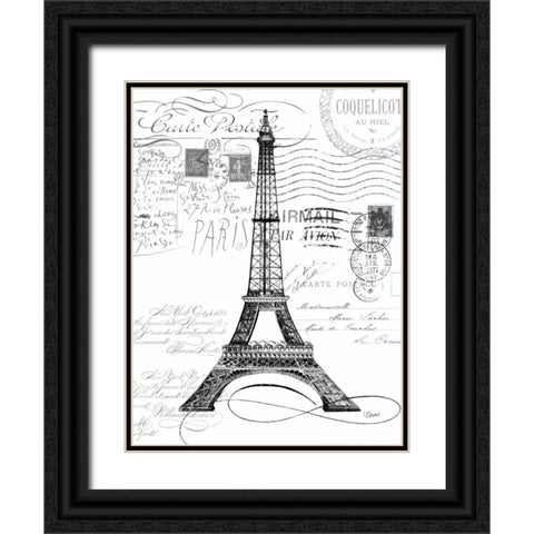 Eco Vintage Paris 1 Black Ornate Wood Framed Art Print with Double Matting by Stevens, Carole