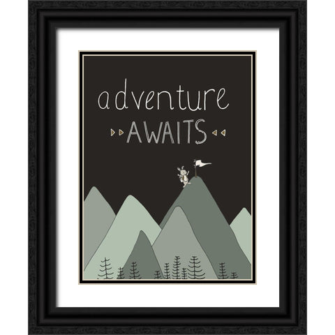 Bunny Adventure Awaits Black Ornate Wood Framed Art Print with Double Matting by Sweet Melody Designs